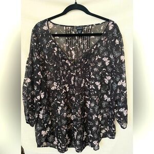 Torrid Butterfly Print Blouse - Black and Pink - plus size 0